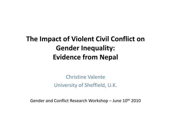 the impact of violent civil conflict on gender inequality evidence from nepal