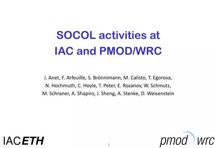 socol activities at iac and pmod wrc