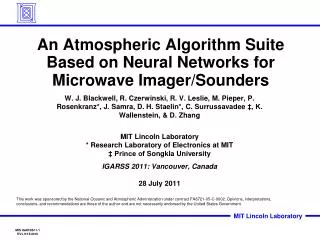 An Atmospheric Algorithm Suite Based on Neural Networks for Microwave Imager/Sounders