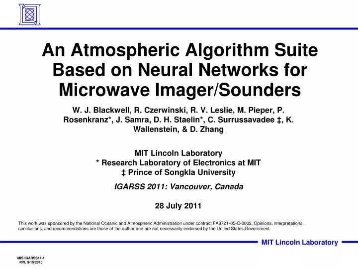 an atmospheric algorithm suite based on neural networks for microwave imager sounders