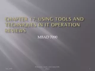 Chapter 17: Using Tools and Techniques in IT Operation Reviews