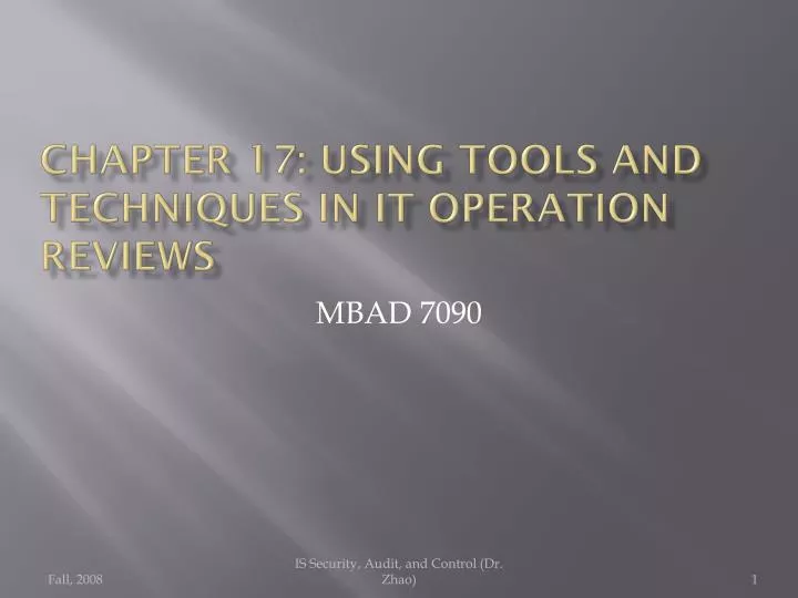 chapter 17 using tools and techniques in it operation reviews