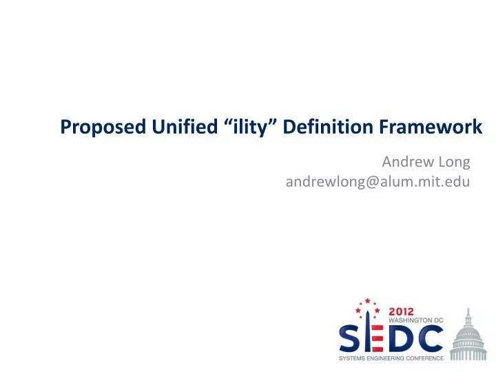 proposed unified ility definition framework