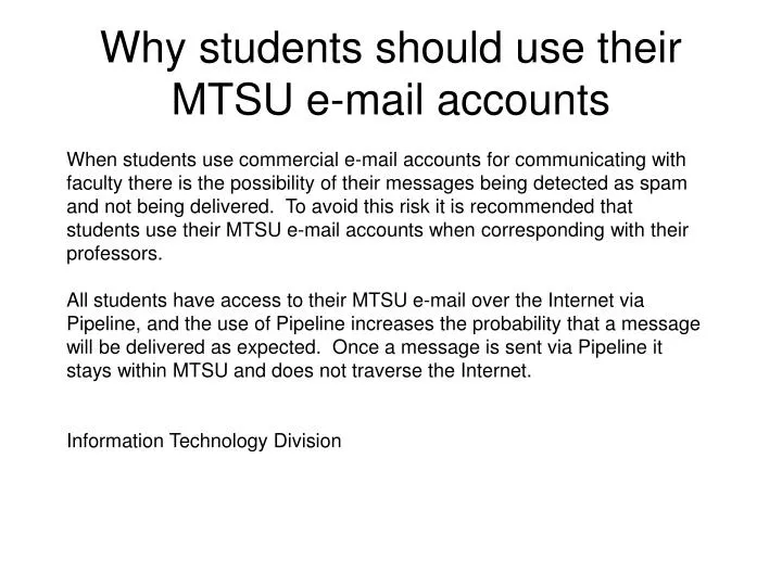 why students should use their mtsu e mail accounts