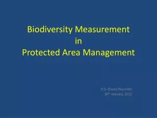 Biodiversity Measurement in Protected Area Management
