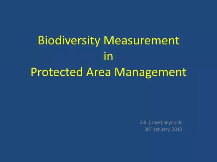 biodiversity measurement in protected area management