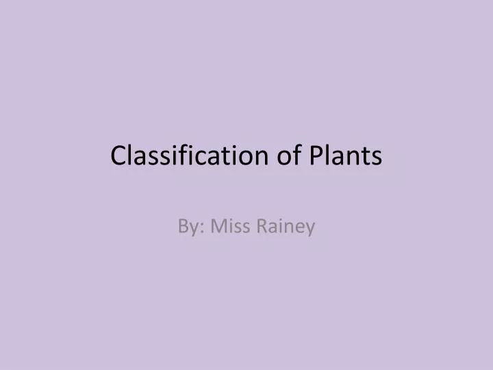 classification of plants