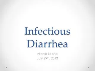 Infectious Diarrhea