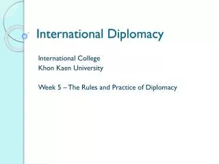 International Diplomacy