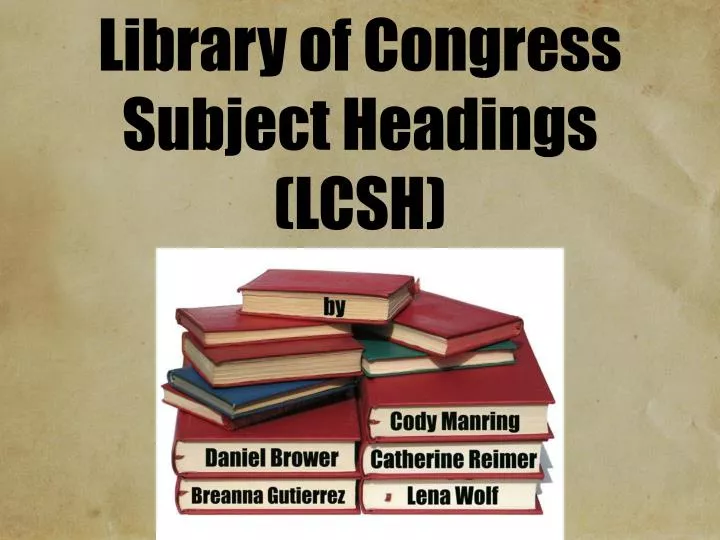 library of congress subject headings lcsh