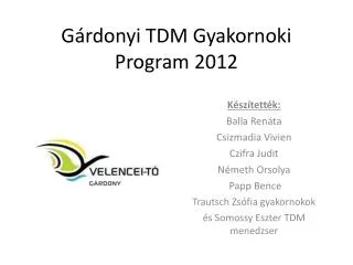 Gárdonyi TDM Gyakornoki P rogram 2012