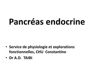 Pancréas endocrine
