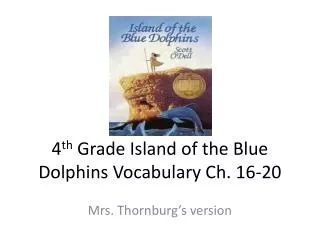 4 th Grade Island of the Blue Dolphins Vocabulary Ch. 16-20