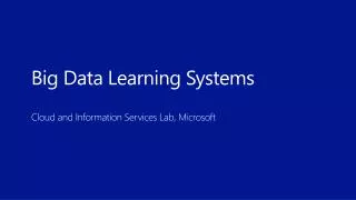 Big Data Learning Systems