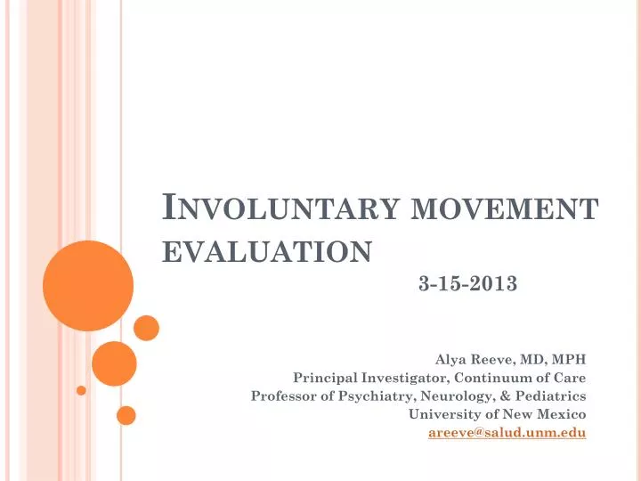 involuntary movement evaluation 3 15 2013