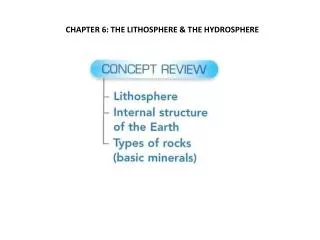 CHAPTER 6: THE LITHOSPHERE &amp; THE HYDROSPHERE