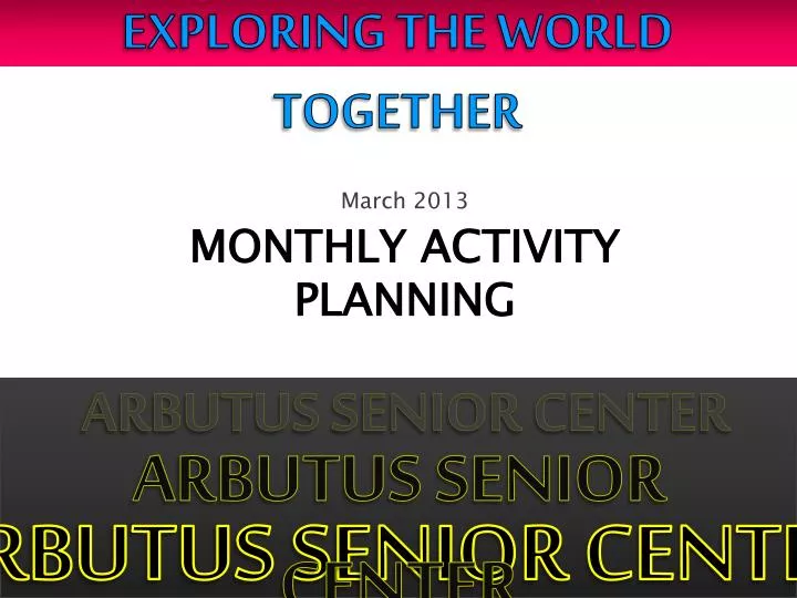 monthly activity planning