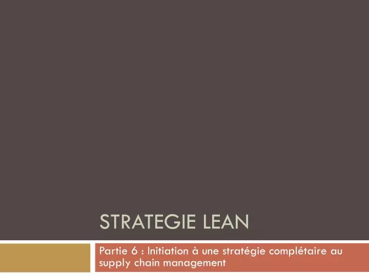 strategie lean