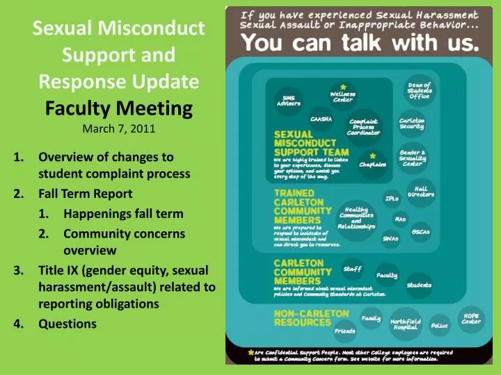 sexual misconduct support and response update faculty meeting march 7 2011
