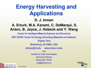 Energy Harvesting and Applications