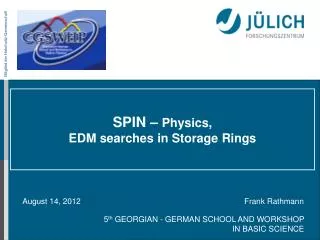 SPIN – Physics, EDM searches in Storage Rings
