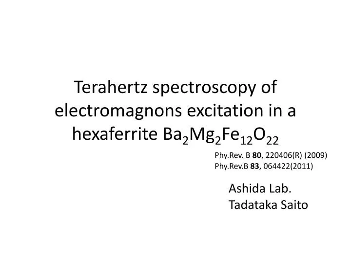 terahertz spectroscopy of electromagnons excitation in a hexaferrite ba 2 mg 2 fe 12 o 22