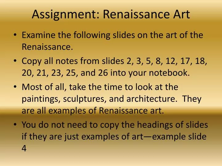 assignment renaissance art