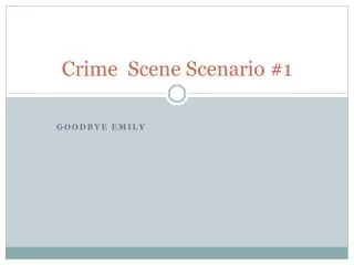 Crime Scene Scenario #1