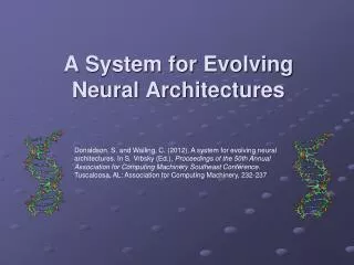 A System for Evolving Neural Architectures