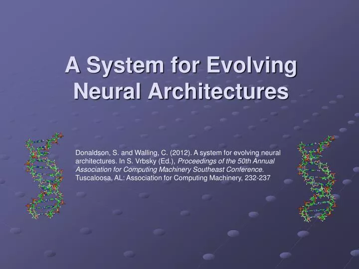 a system for evolving neural architectures