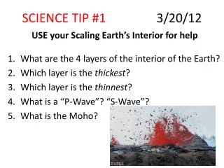 SCIENCE TIP #1	 		3/20/12