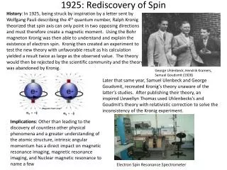 1925: Rediscovery of Spin