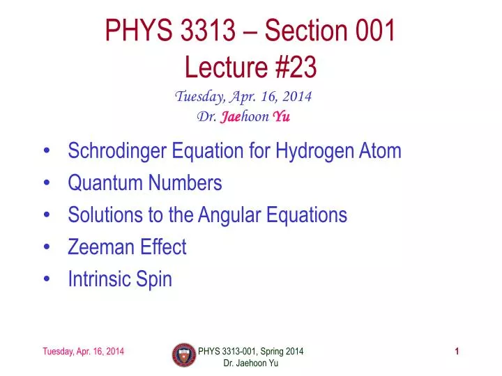phys 3313 section 001 lecture 23