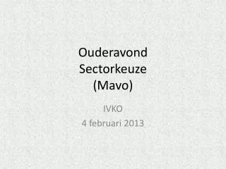 ouderavond sectorkeuze mavo