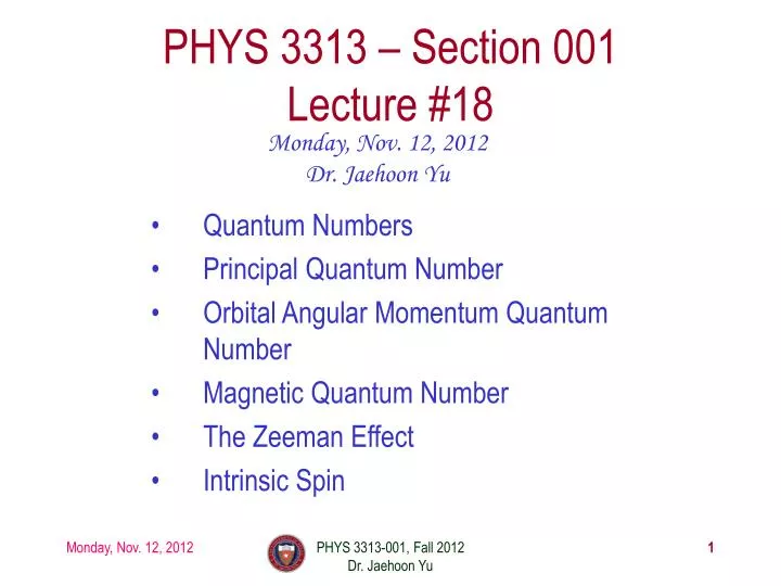 phys 3313 section 001 lecture 18