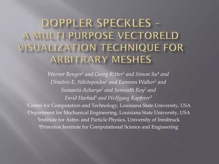 doppler speckles a multi purpose vectoreld visualization technique for arbitrary meshes