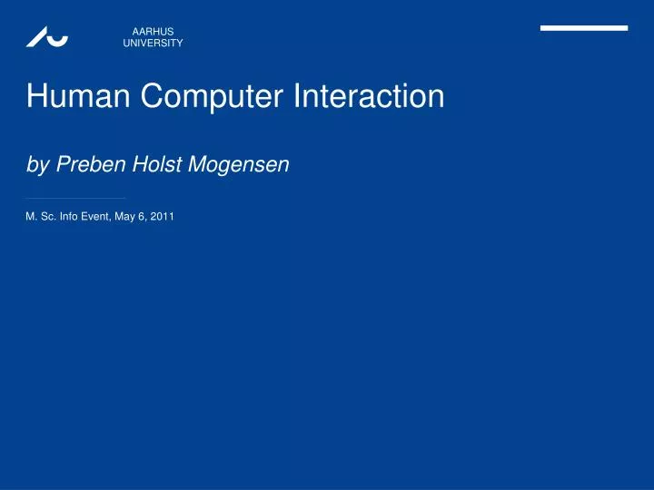human computer interaction by preben holst mogensen