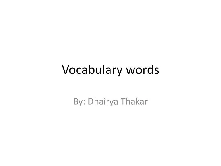 vocabulary words