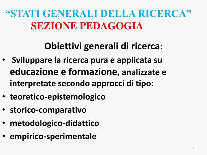 stati generali della ricerca sezione pedagogia