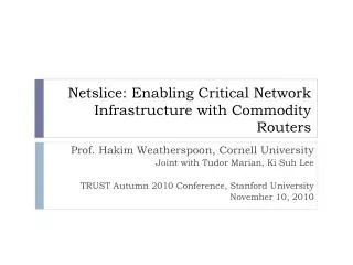 Netslice : Enabling Critical Network Infrastructure with Commodity Routers