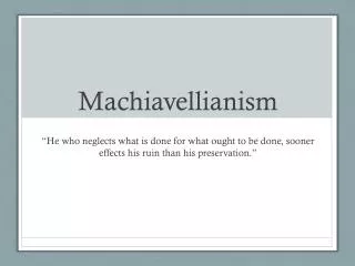 Machiavellianism