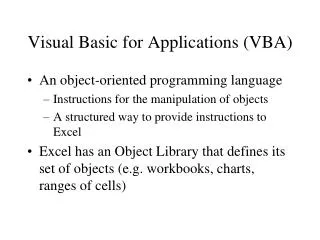 Visual Basic for Applications (VBA)