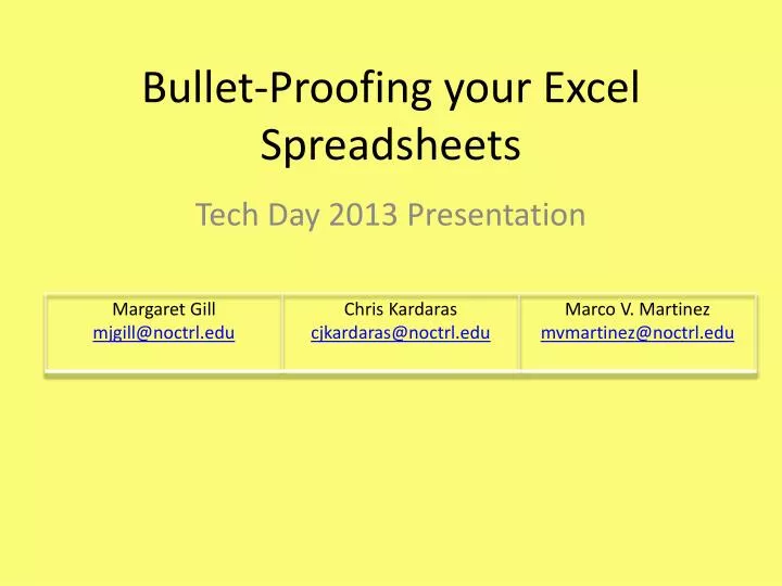 bullet proofing your excel spreadsheets