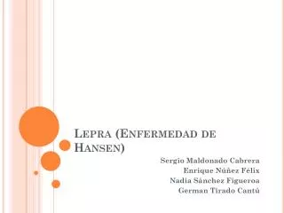 lepra enfermedad de hansen