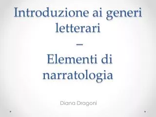 Introduzione ai generi letterari – E lementi di narratologia