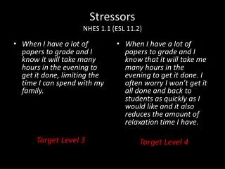 Stressors NHES 1.1 (ESL 11.2)