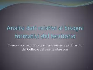 analisi dati relativi ai bisogni formativi del territorio