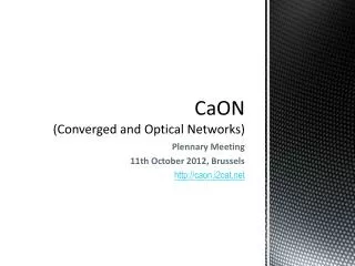CaON (Converged and Optical Networks)
