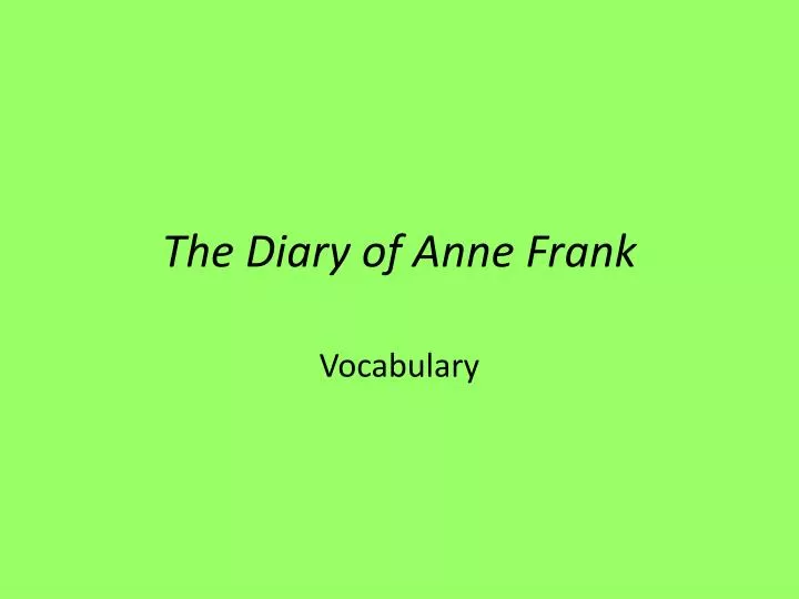 the diary of anne frank