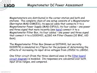 Magnetometer DC Power Assessment